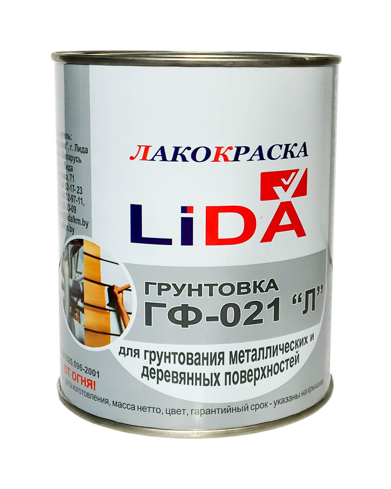 Грунт ГФ-021 ЛЮКС светло-серый LIDA /1 кг/