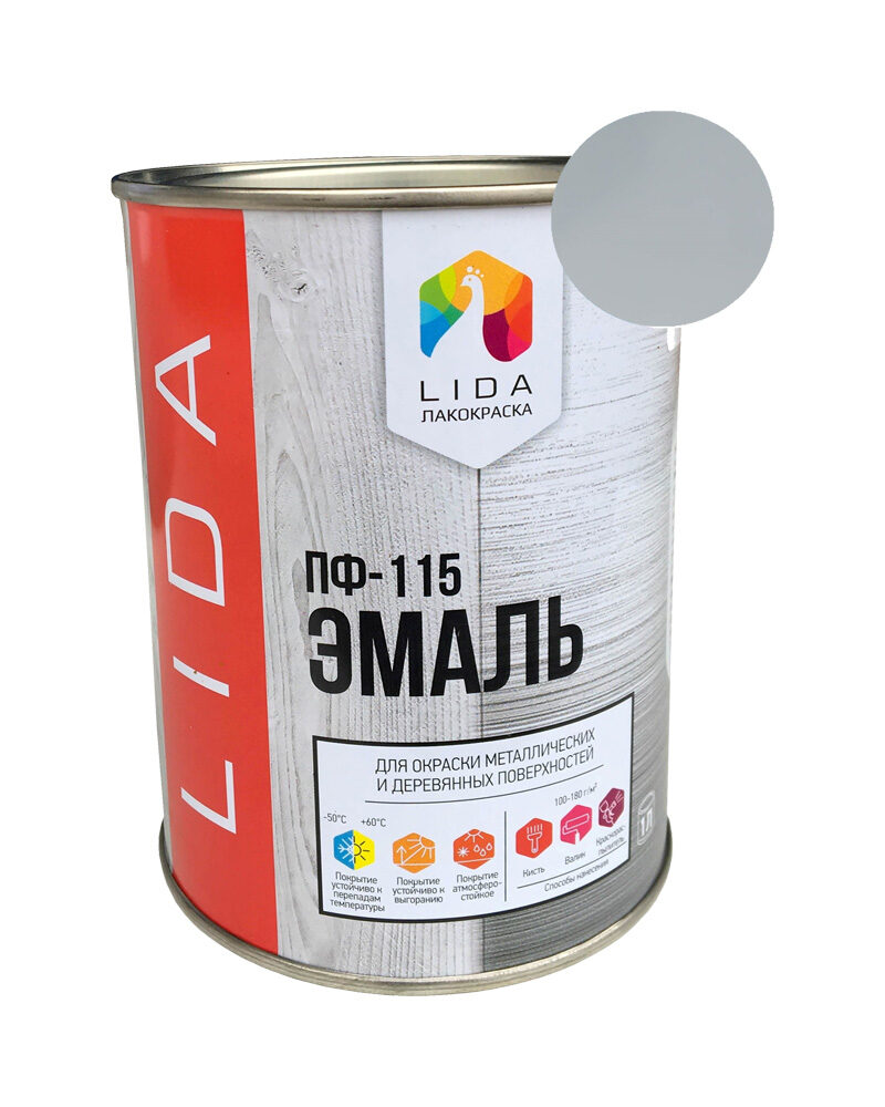 Эмаль ПФ-115 серая LIDA /1 кг/